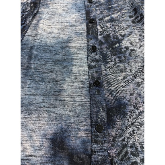 Chico's Blue Snake Print Roll Tab Blouse - Picture 10 of 14